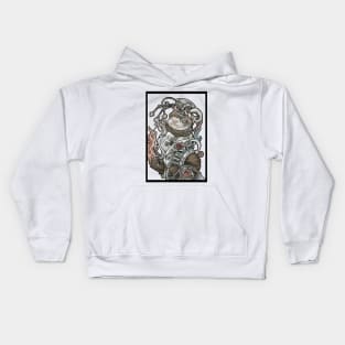 Steampunk Devil Ferret - White Outline Kids Hoodie